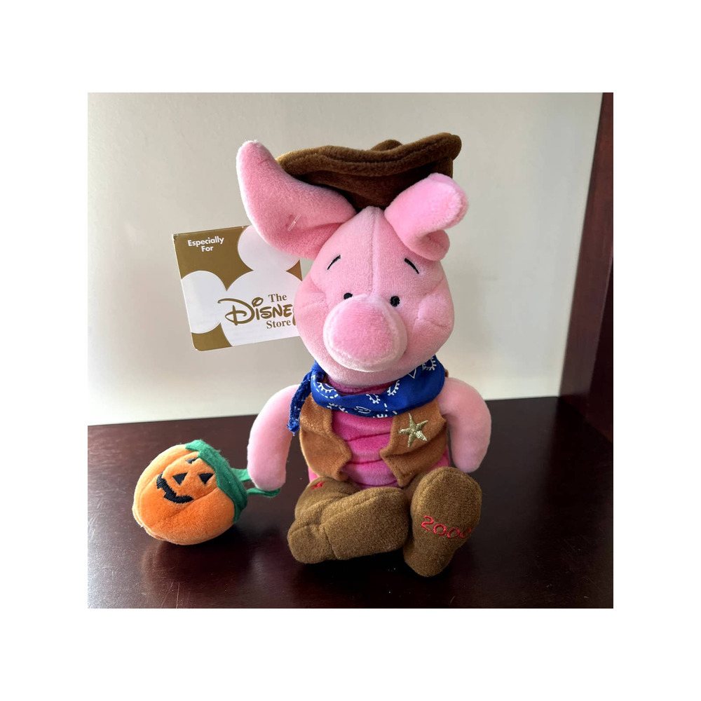 Vintage Disney Store Cowboy Piglet 8" Mini Bean Plush Halloween Winnie The Pooh